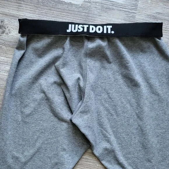 Nike Women Gray Gold Swoosh Just Do It Logo Lightweight Leg A See Legging Size L - Picture 3 of 14
